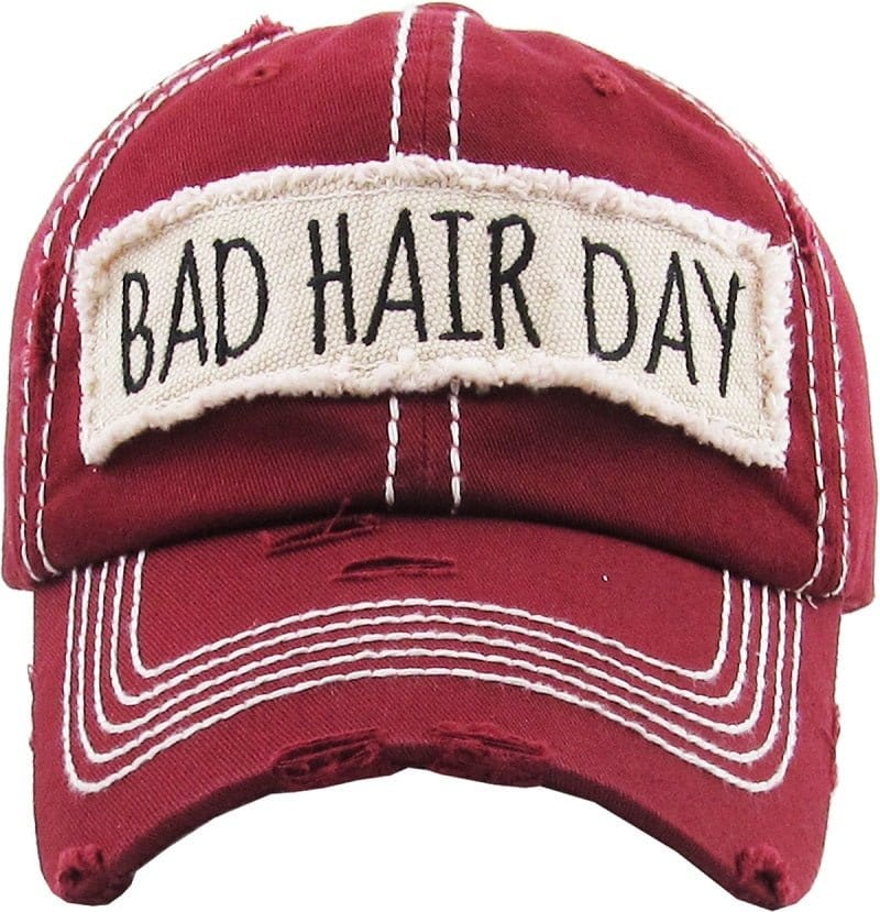 KBV1073 'BAD HAIR DAY' Distressed Cotton Cap - MiMi Wholesale