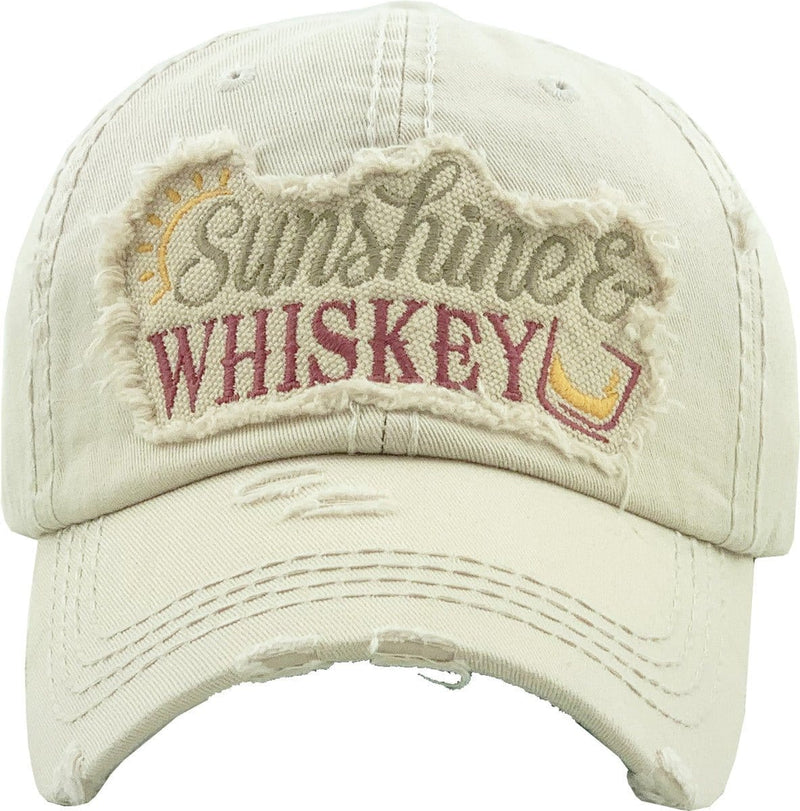 KBV1275 "SUNSHINE & WHISKEY" Vintage Distressed Cotton Cap - MiMi Wholesale