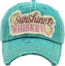 KBV1275 "SUNSHINE & WHISKEY" Vintage Distressed Cotton Cap - MiMi Wholesale