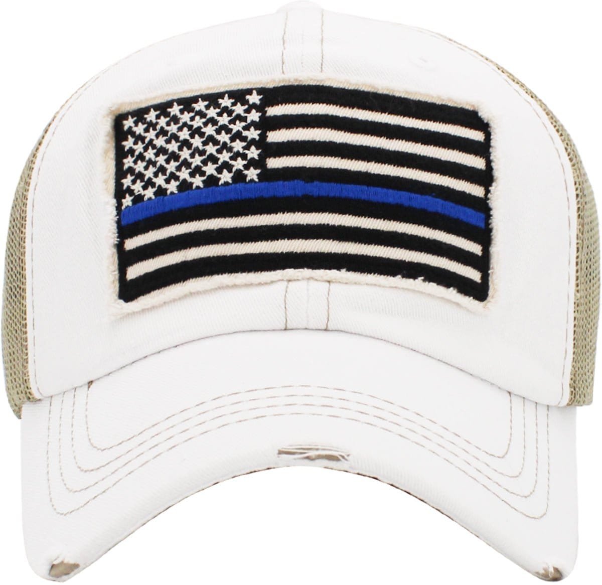 KBV1312 "Blue Line Flag" Vintage Washed Baseball Cap - MiMi Wholesale