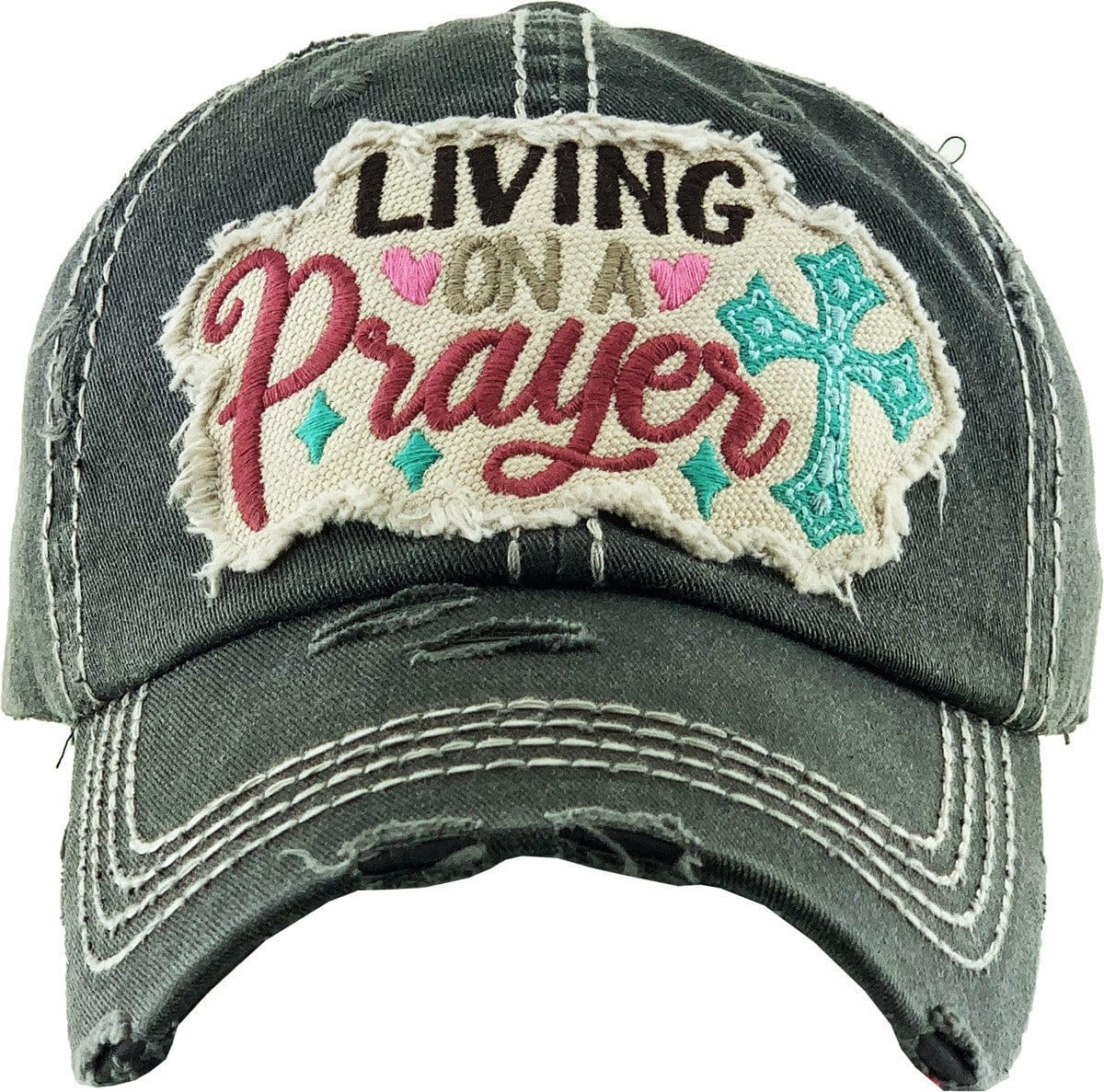 KBV1339 "Living on a Prayer" Vintage Washed Baseball Cap - MiMi Wholesale
