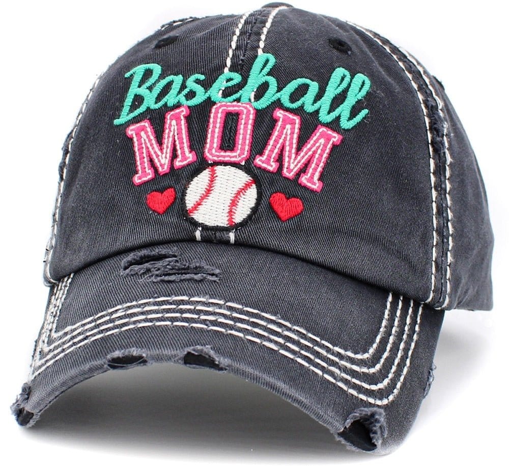 KBV1394 "Baseball Mom" Vintage Washed Baseball Cap - MiMi Wholesale