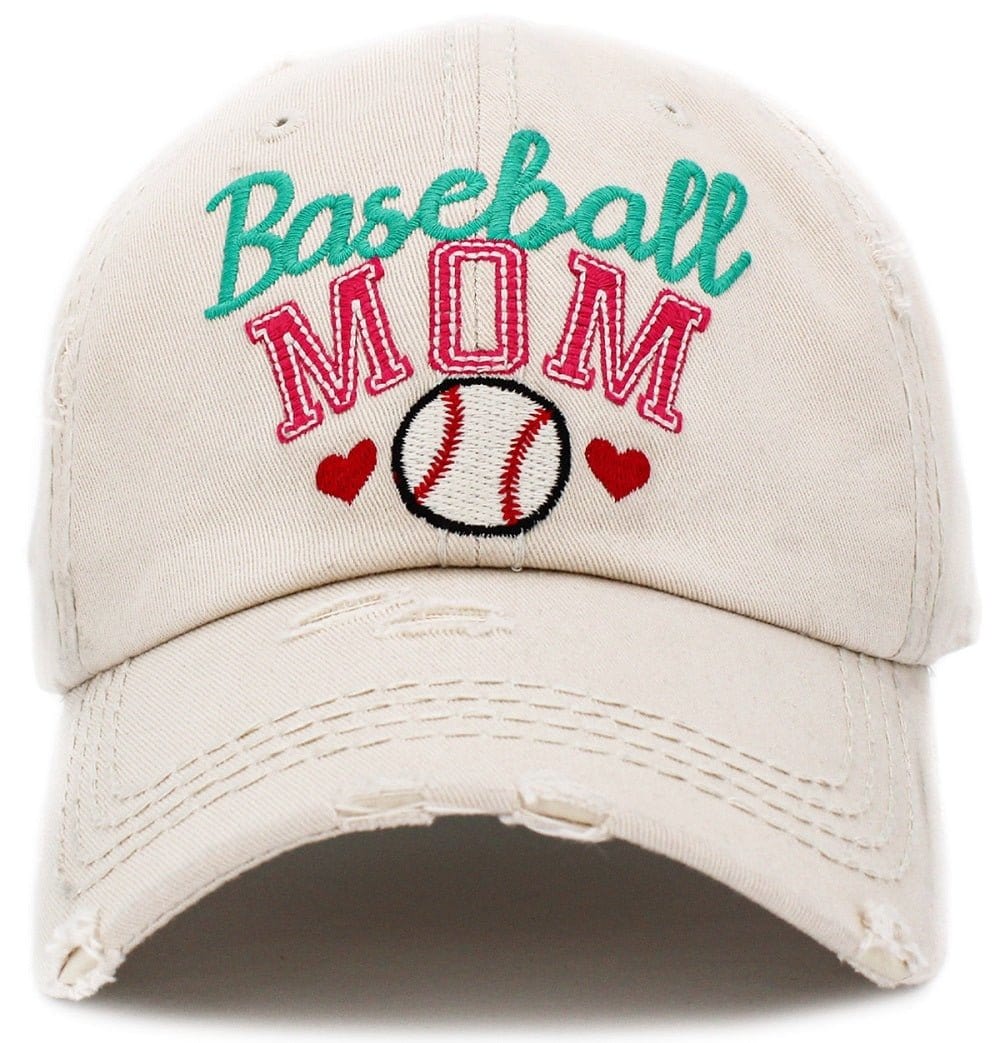 KBV1394 "Baseball Mom" Vintage Washed Baseball Cap - MiMi Wholesale