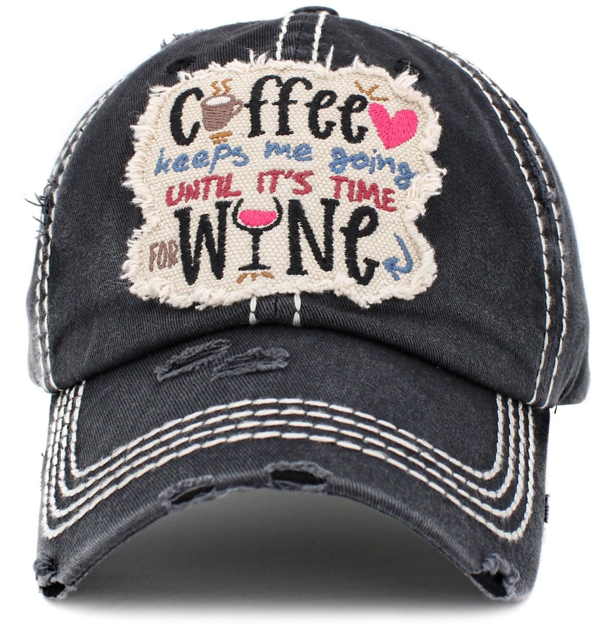 KBV1410 "COFFEE KEEPS ME GOING" Vintage Distressed Cotton Cap - MiMi Wholesale