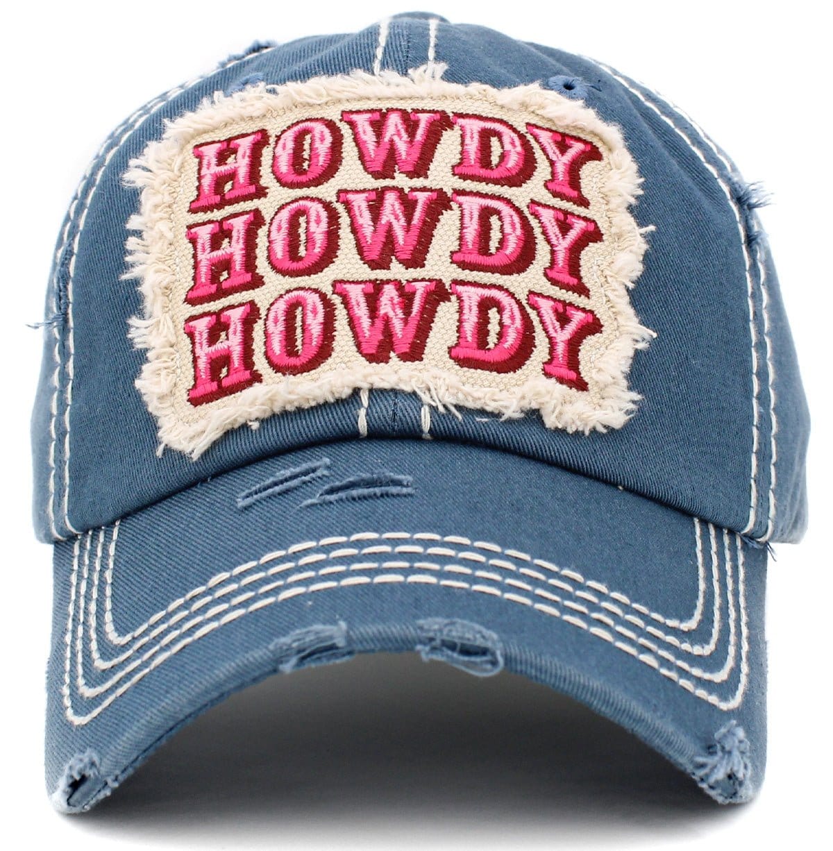 KBV1414 "HOWDY" Vintage Distressed Cotton Cap - MiMi Wholesale
