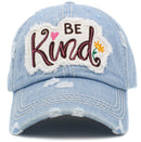 KBV1422 "Be Kind" Vintage Washed Ball Cap - MiMi Wholesale