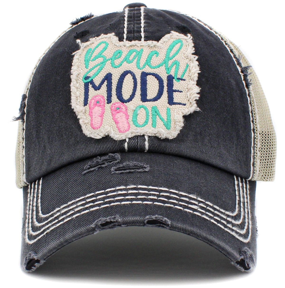 KBV1430 "Beach Mode On" Vintage Distressed Ballcap - MiMi Wholesale
