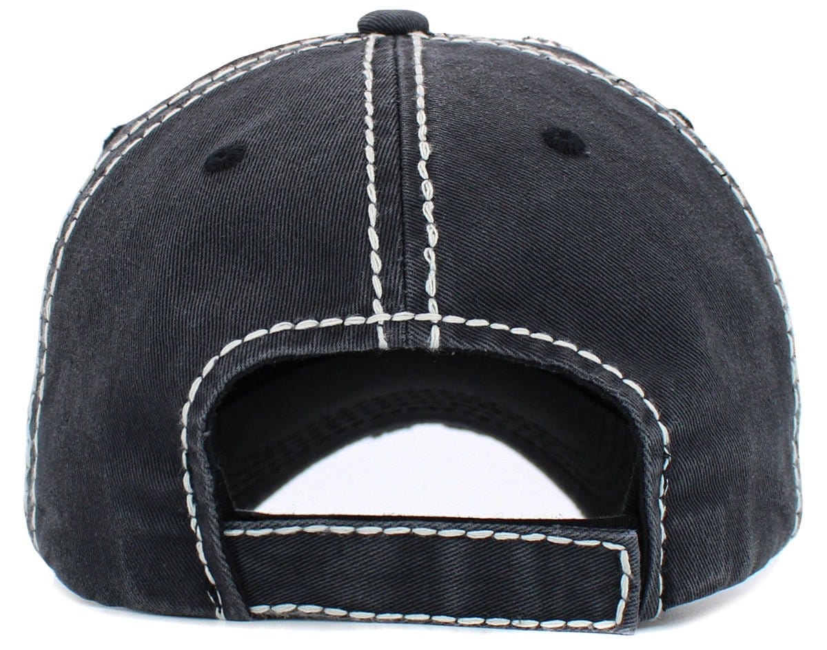 KBV1453 "Because Adulting Is Hard Without Wine" Washed Vintage Ballcap Hat - MiMi Wholesale