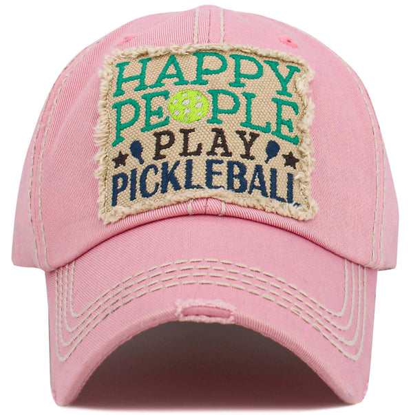 KBV1572 Happy People Play Pickleball Washed Vintage Ballcap - MiMi Wholesale
