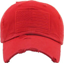 KBVT209 American Flag Washed Vintage Distressed Baseball Cap - MiMi Wholesale