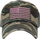 KBVT209 American Flag Washed Vintage Distressed Baseball Cap - MiMi Wholesale