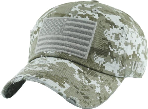 KBVT209 American Flag Washed Vintage Distressed Baseball Cap - MiMi Wholesale