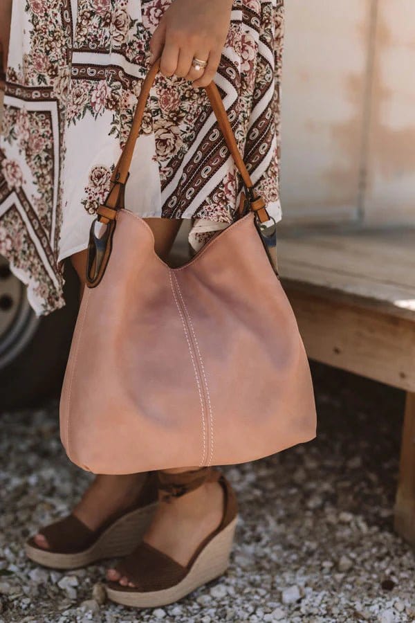 LHL001-2 Side Metal Accent Hobo Bag - MiMi Wholesale