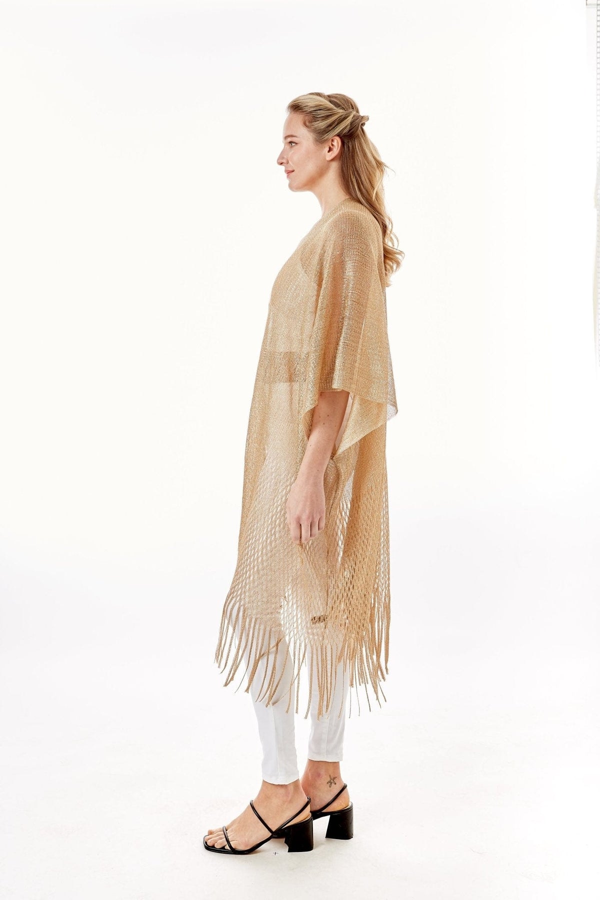 LOF802 Metallic Net Fringe Cover-up - MiMi Wholesale