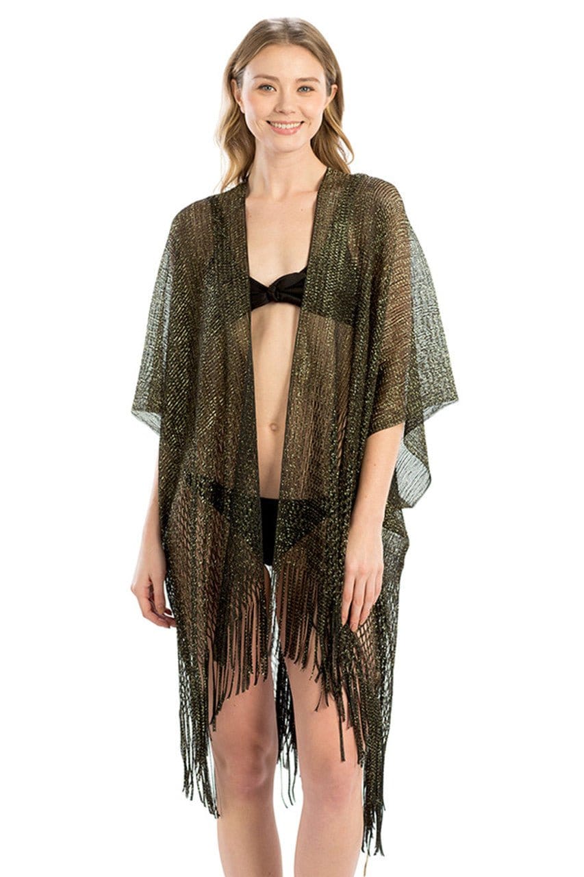 LOF802 Metallic Net Fringe Cover-up - MiMi Wholesale
