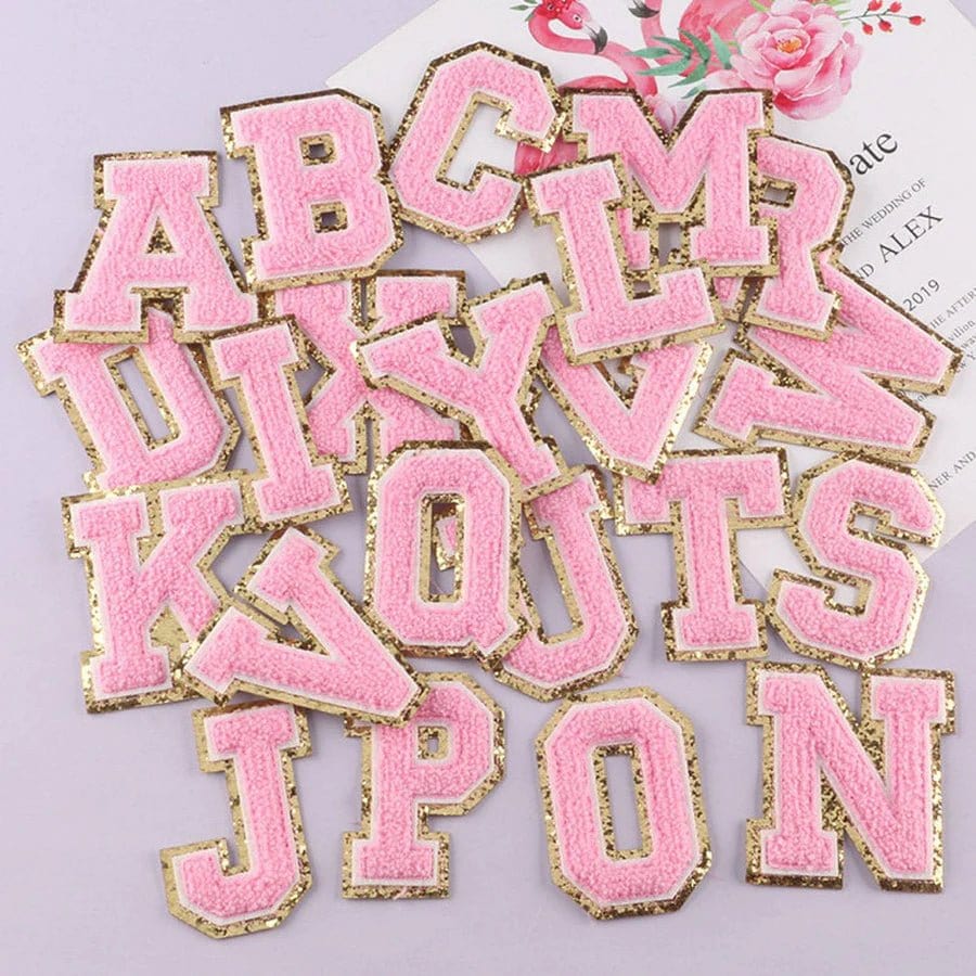 3D Varsity Style Lowercase Pink 5cm Chenille Iron-On Patch
