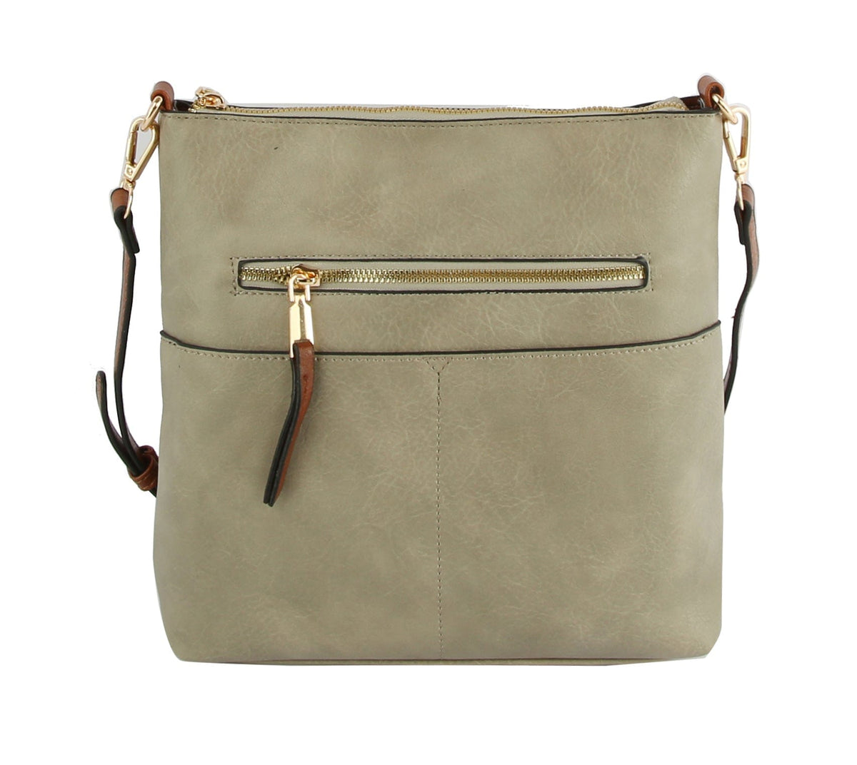 LQF038 Elina Zipper Front Crossbody Bag - MiMi Wholesale