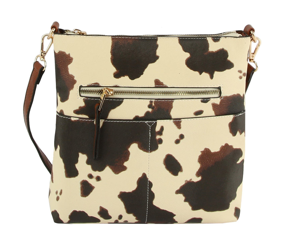 LQF038 Elina Zipper Front Crossbody Bag - MiMi Wholesale