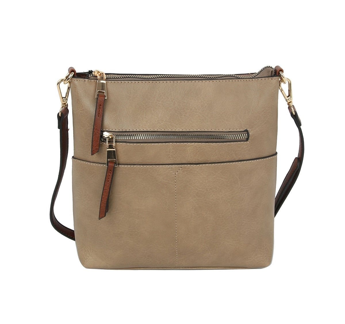 LQF038 Elina Zipper Front Crossbody Bag - MiMi Wholesale