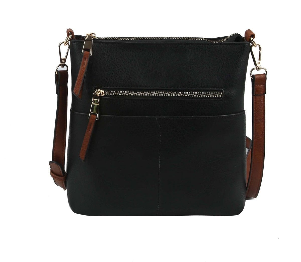 LQF038 Elina Zipper Front Crossbody Bag - MiMi Wholesale