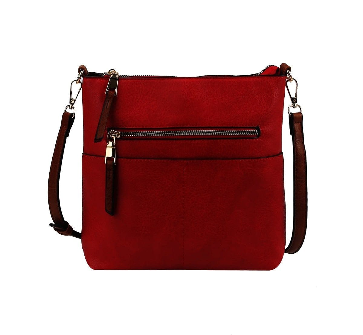 LQF038 Elina Zipper Front Crossbody Bag - MiMi Wholesale