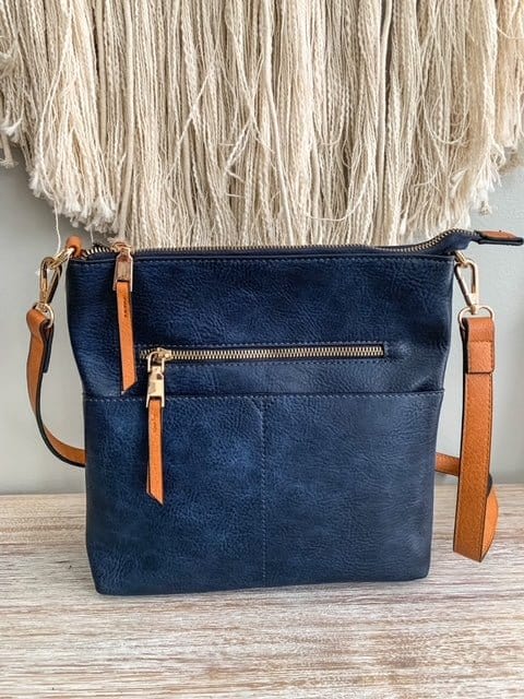 LQF038 Elina Zipper Front Crossbody Bag - MiMi Wholesale