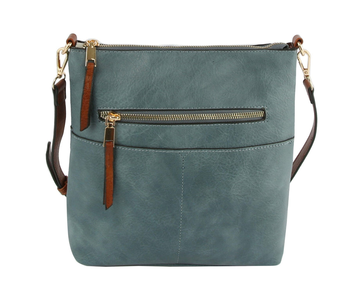 LQF038 Elina Zipper Front Crossbody Bag - MiMi Wholesale