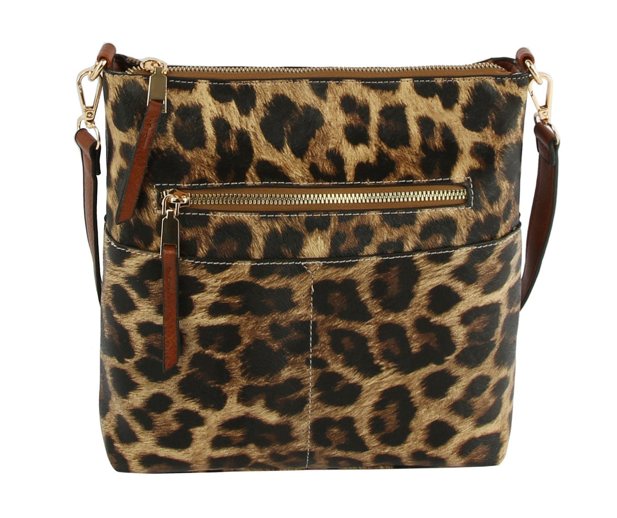 LQF038 Elina Zipper Front Crossbody Bag - MiMi Wholesale