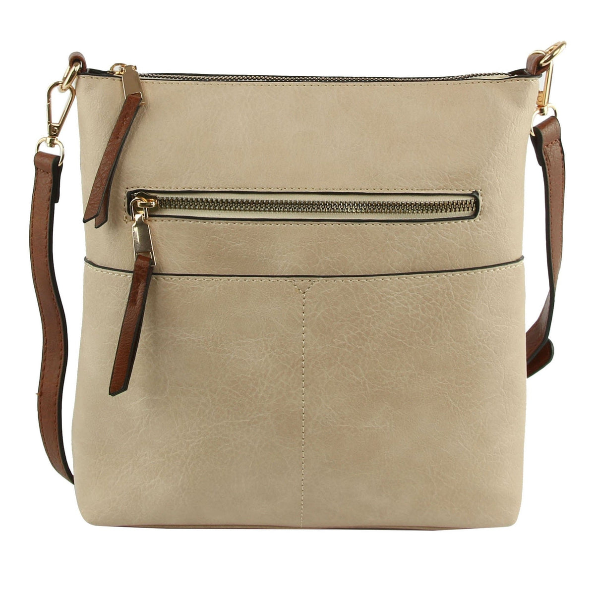 LQF038 Elina Zipper Front Crossbody Bag - MiMi Wholesale