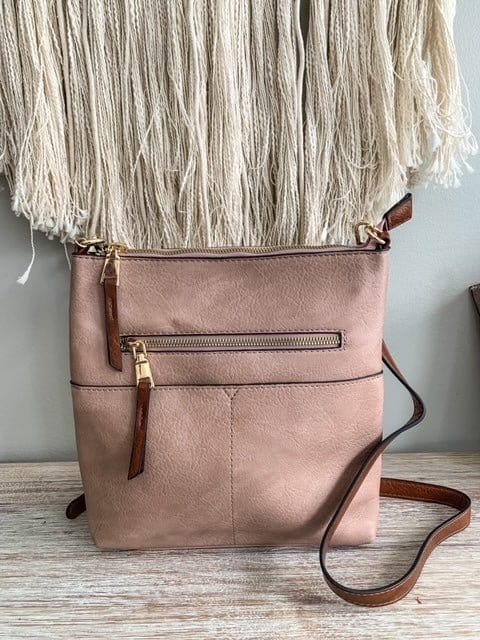 LQF038 Elina Zipper Front Crossbody Bag - MiMi Wholesale
