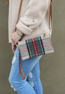 M013PLD Riley Plaid 3 Compartment Crossbody/Wristlet - MiMi Wholesale