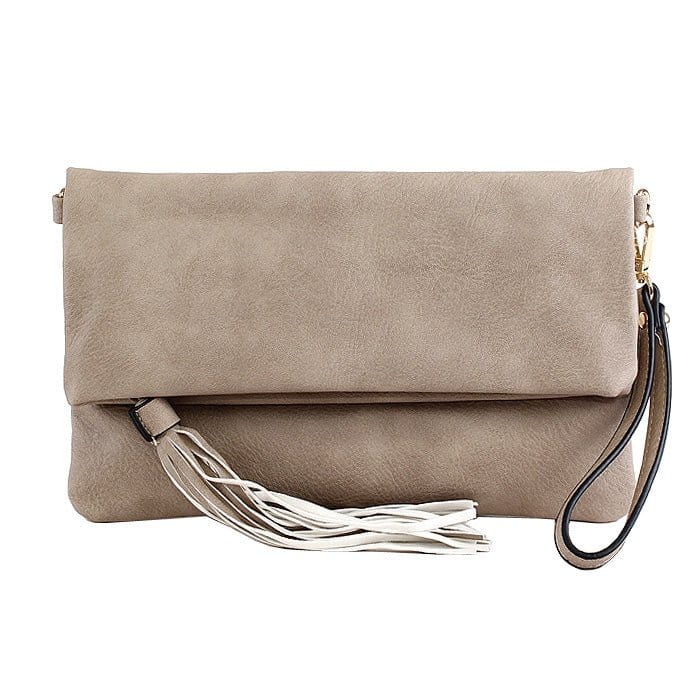 M1772 Flapover Clutch/Crossbody With Tassel - MiMi Wholesale