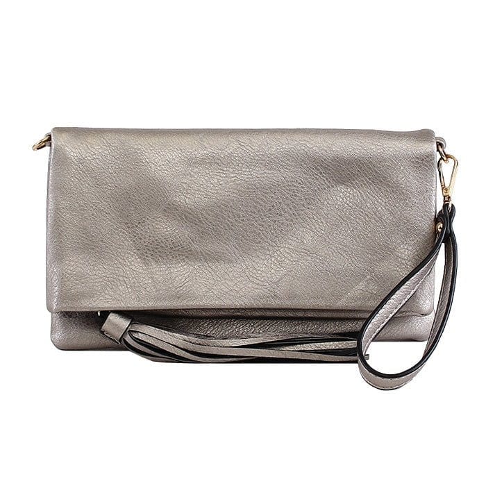 M1772 Flapover Clutch/Crossbody With Tassel - MiMi Wholesale
