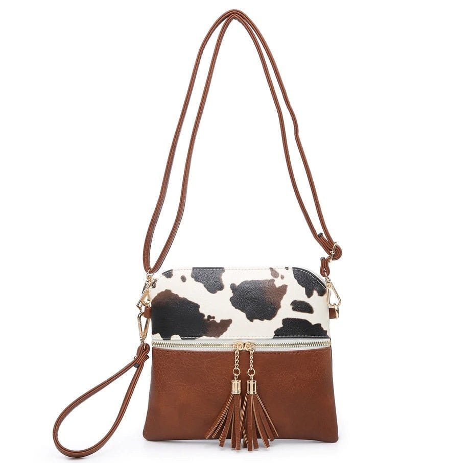 M1785 Monogrammable Two Tone Crossbody with Tassel - MiMi Wholesale