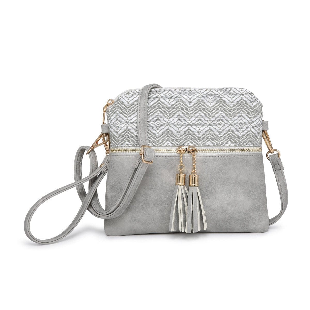 M1785 Monogrammable Two Tone Crossbody with Tassel - MiMi Wholesale