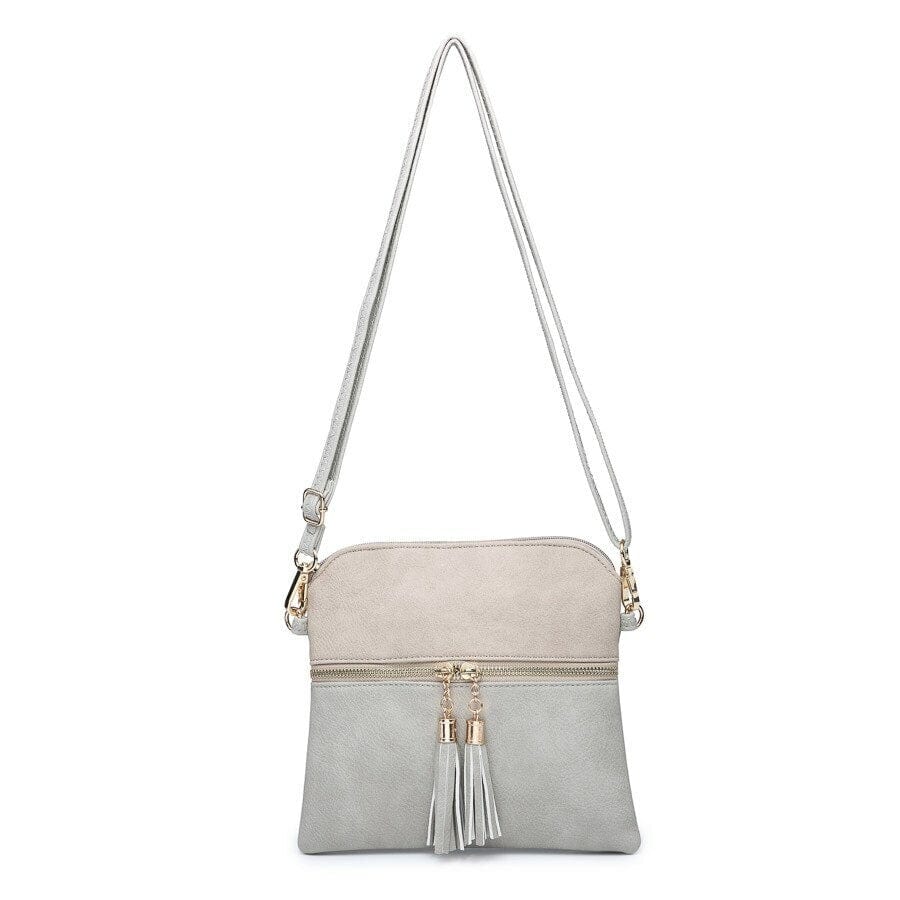 M1785 Monogrammable Two Tone Crossbody with Tassel - MiMi Wholesale