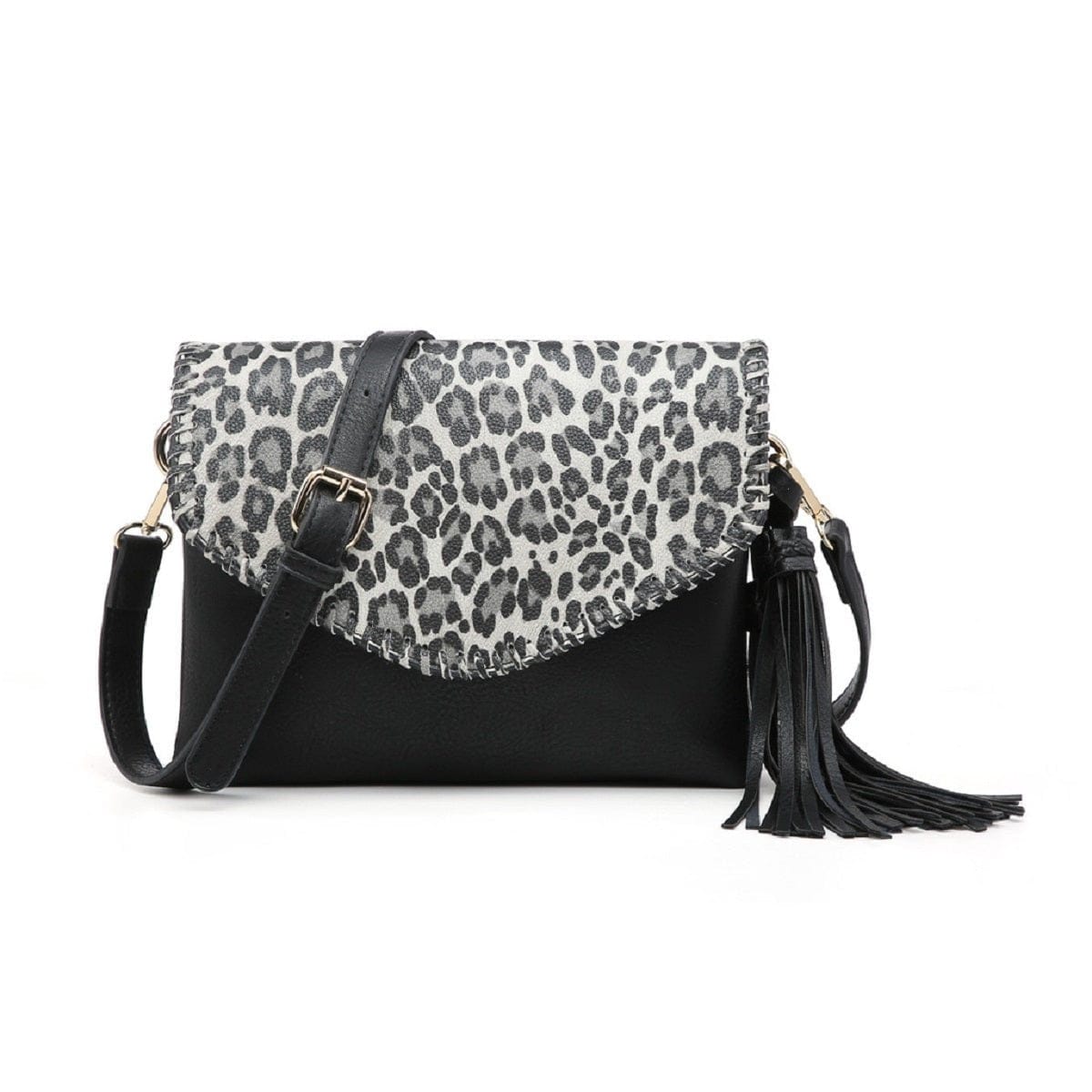 M1802A Flapover Crossbody w/ Whipstitch & Double Tassel - MiMi Wholesale