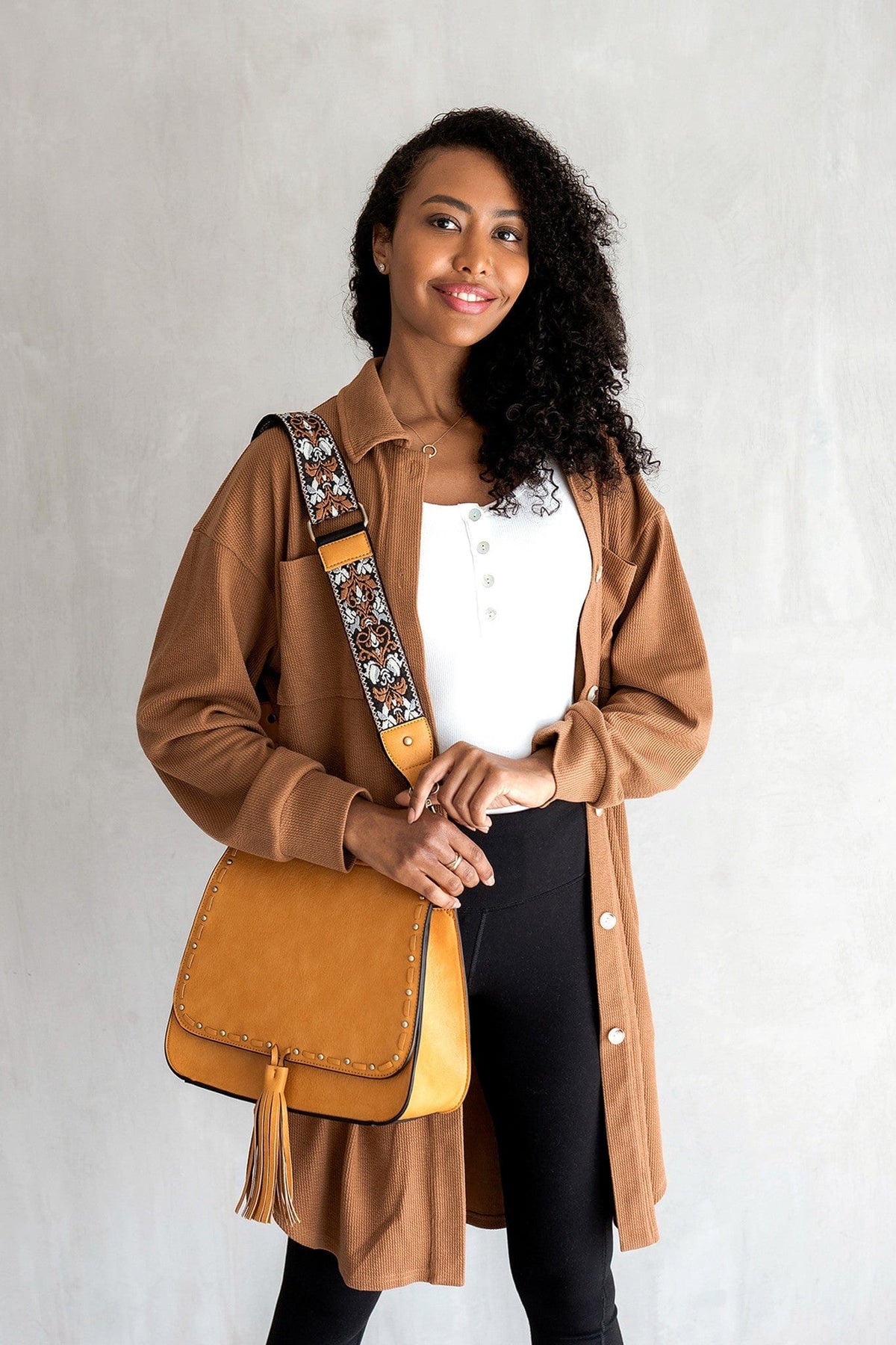 M1970 Structured Flapover Crossbody w/ Guitar Strap - MiMi Wholesale
