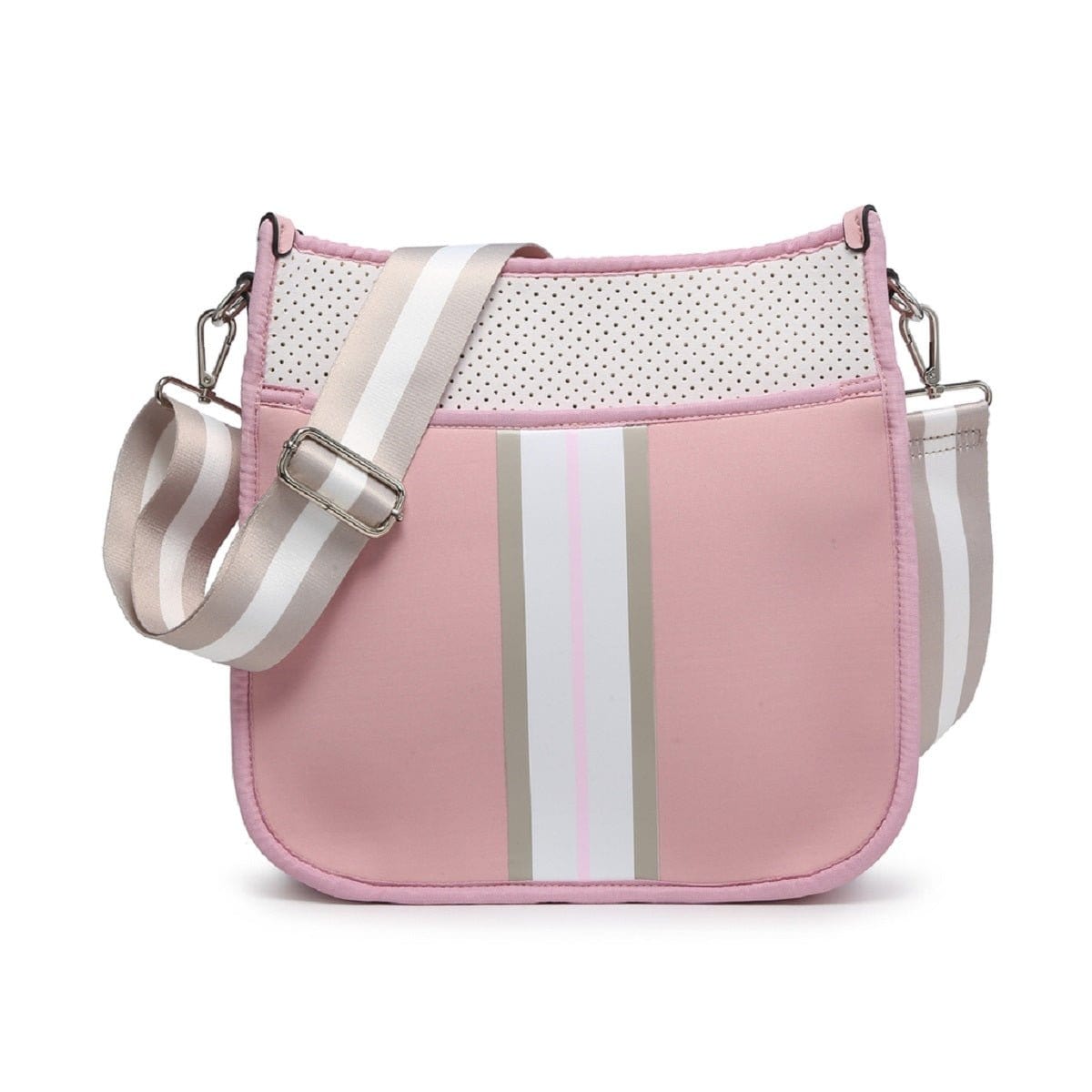 M2024STRP Stripe Neoprene Crossbody w/ Guitar Strap - MiMi Wholesale