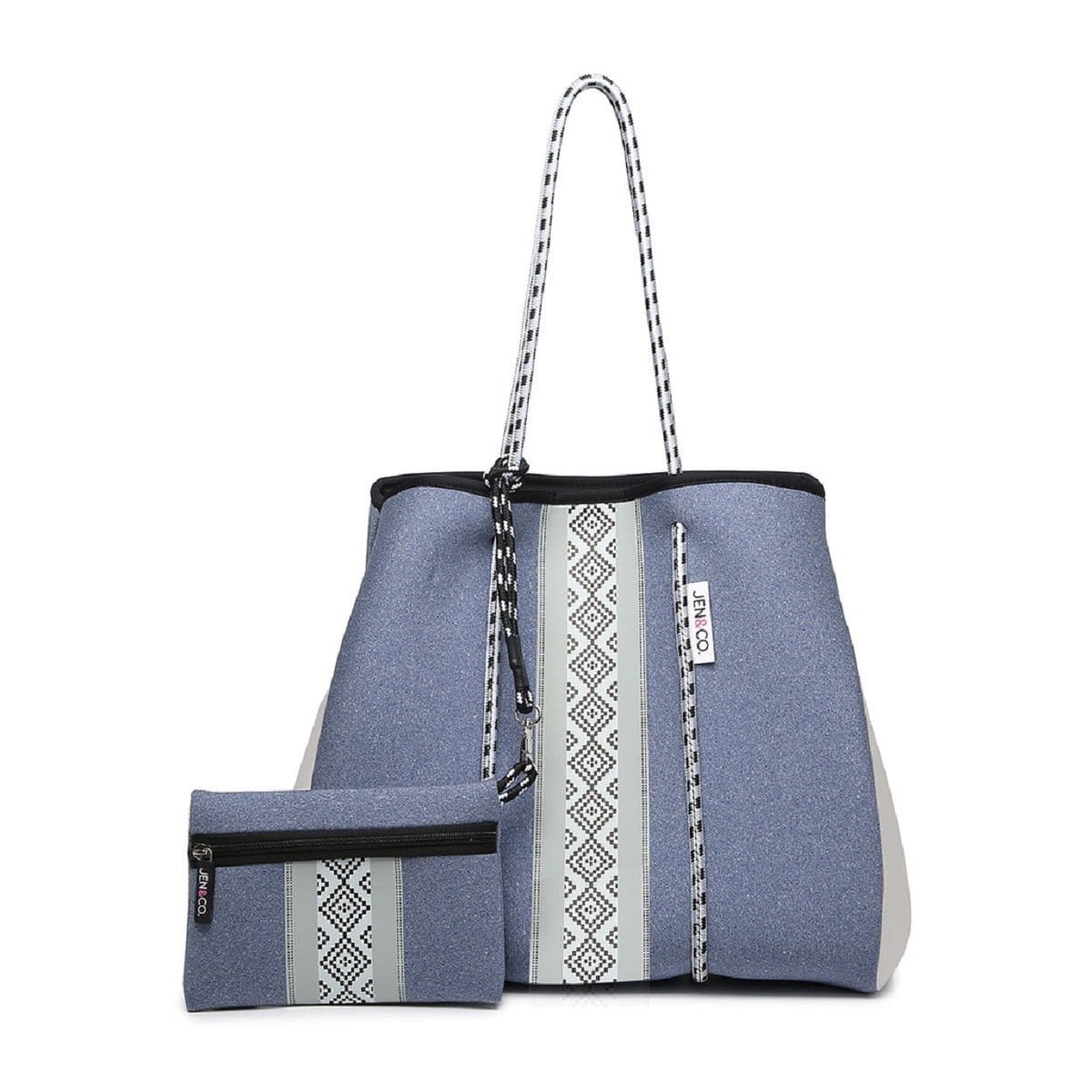 M2146STRP Neoprene Shoulder Tote w/ Pouch - MiMi Wholesale