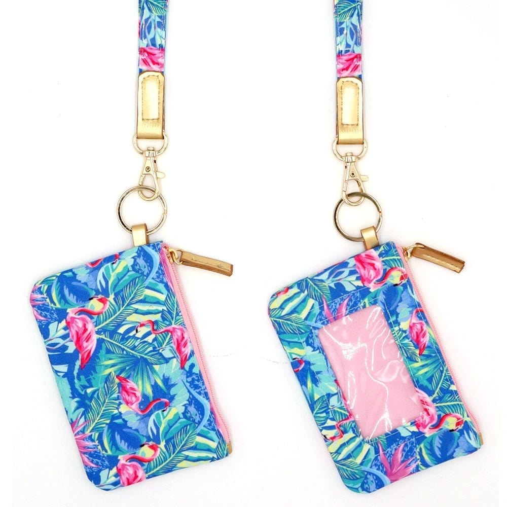MB0148 Tropical Flamingo Lanyard ID Wallet - MiMi Wholesale