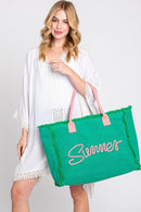 MB0204 Sewn Rope Summer Letter Fringe Tote Bag - MiMi Wholesale