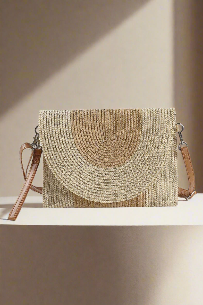 MB0213 Nora Two Tone Straw Crossbody/Clutch - MiMi Wholesale
