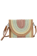 MB0217 Ayla Multi Colored Striped Straw Crossbody/Clutch - MiMi Wholesale