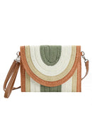 MB0217 Ayla Multi Colored Striped Straw Crossbody/Clutch - MiMi Wholesale