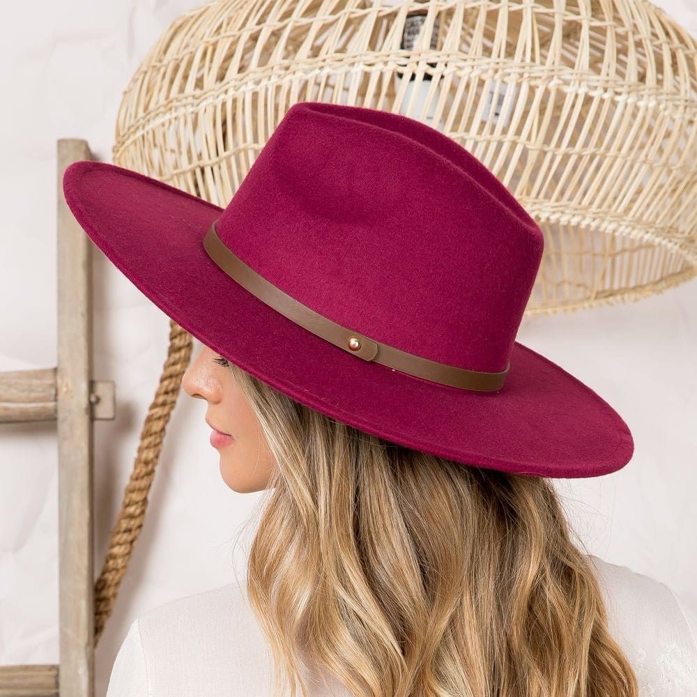 MH0053 Fedora Band Trim Felt Hat - MiMi Wholesale