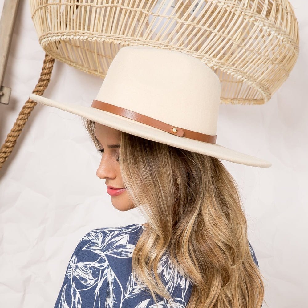 MH0053 Fedora Band Trim Felt Hat - MiMi Wholesale