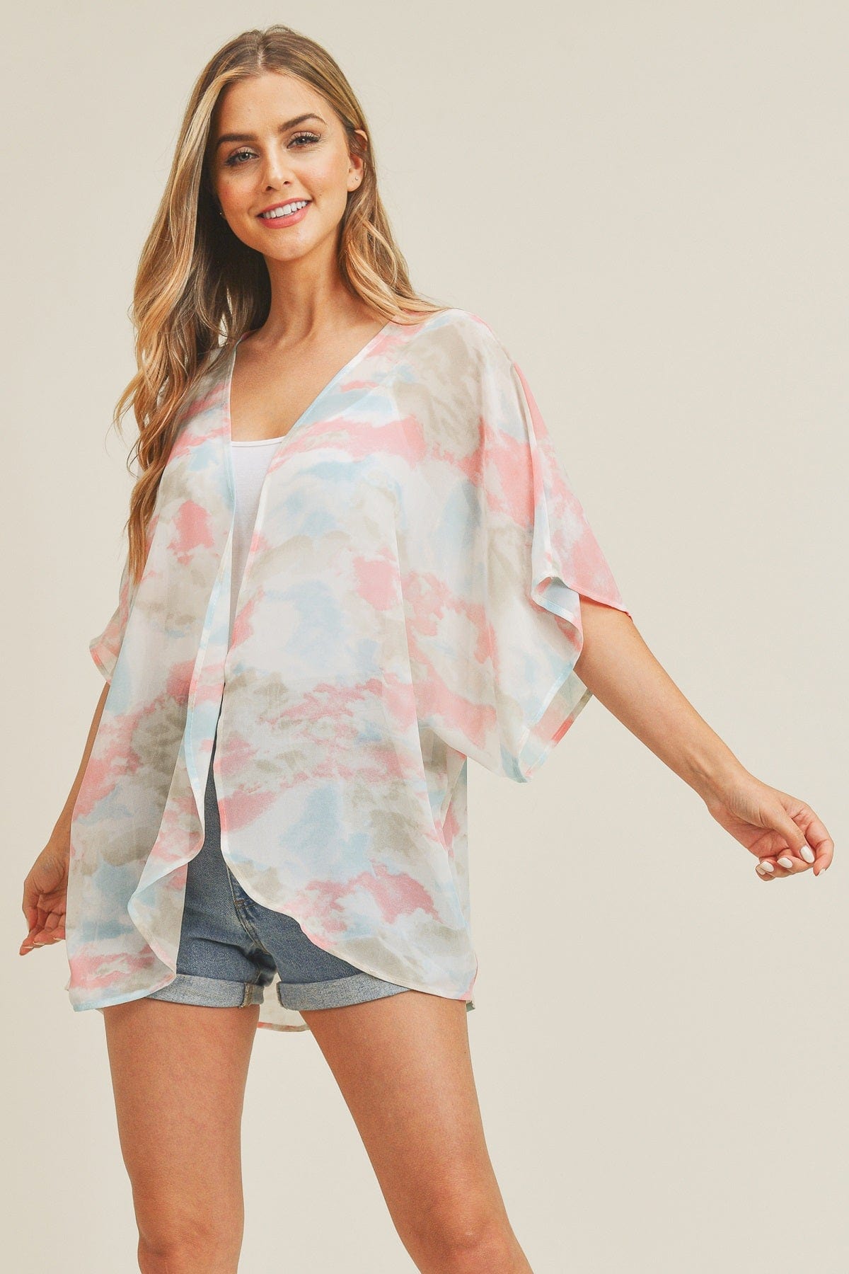 MS0236 Tie Dye Summer Kimono - MiMi Wholesale