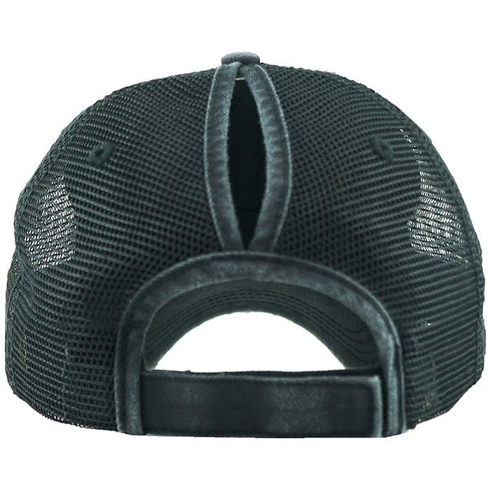 PONY002M Ponytail Distressed Mesh Cotton Cap - MiMi Wholesale