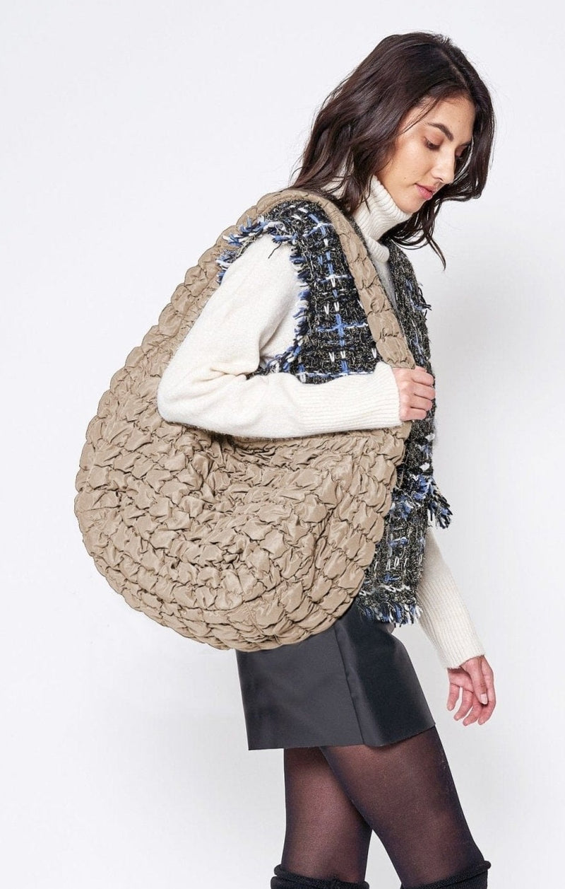 QBS320125 Cora Large Quilted Puffer Tote Bag - MiMi Wholesale